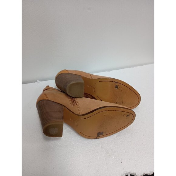 Coach New York Hewes Ankle Boots Womens Size 8 Khaki Leather Block Heel Shoes - Picture 9 of 11